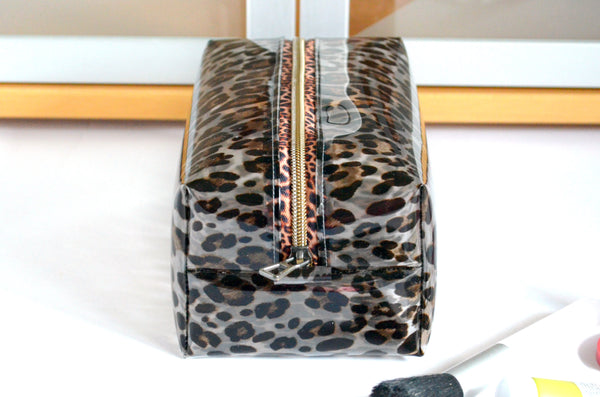 *Clear Vinyl* Classic Leopard Boxy Toiletry Bag