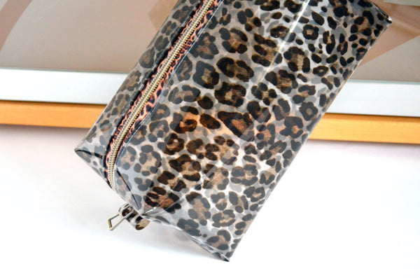*Clear Vinyl* Classic Leopard Boxy Toiletry Bag