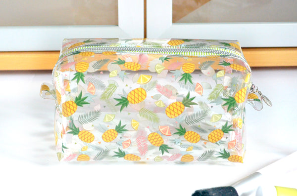 *Clear Vinyl* Pineapple Boxy Toiletry Bag