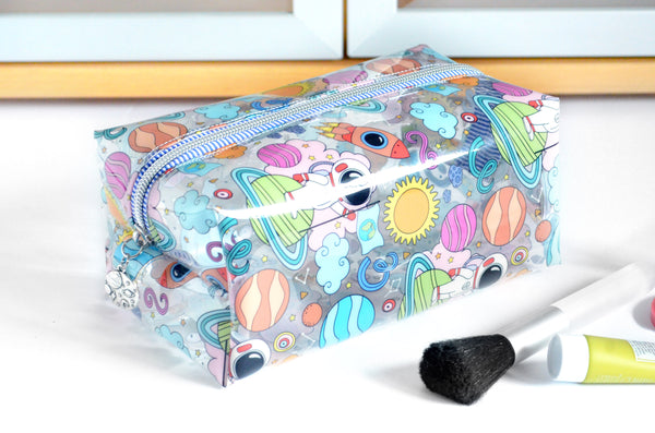 *Clear Vinyl* Outer Space Boxy Toiletry Bag