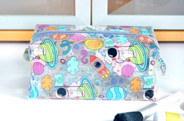 *Clear Vinyl* Outer Space Boxy Toiletry Bag