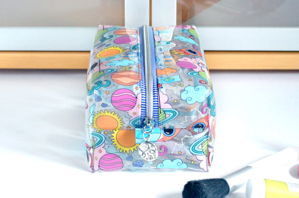 *Clear Vinyl* Outer Space Boxy Toiletry Bag