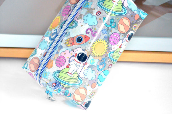 *Clear Vinyl* Outer Space Boxy Toiletry Bag