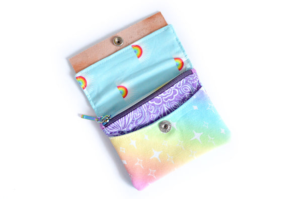 90's Rainbow Nostalgia Mini Leather Snap Wallet