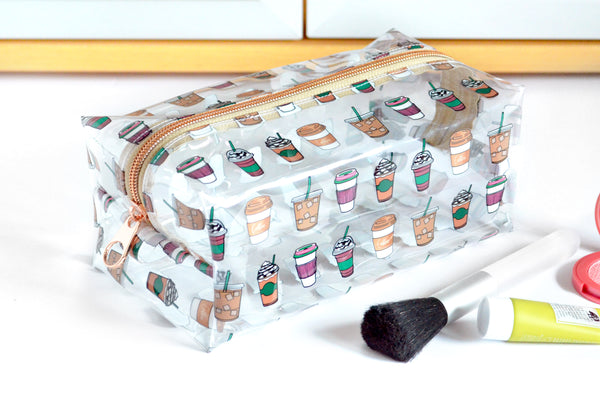 *Clear Vinyl* Coffee Lover Boxy Toiletry Bag