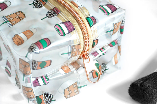 *Clear Vinyl* Coffee Lover Boxy Toiletry Bag