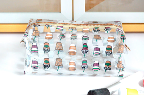 *Clear Vinyl* Coffee Lover Boxy Toiletry Bag