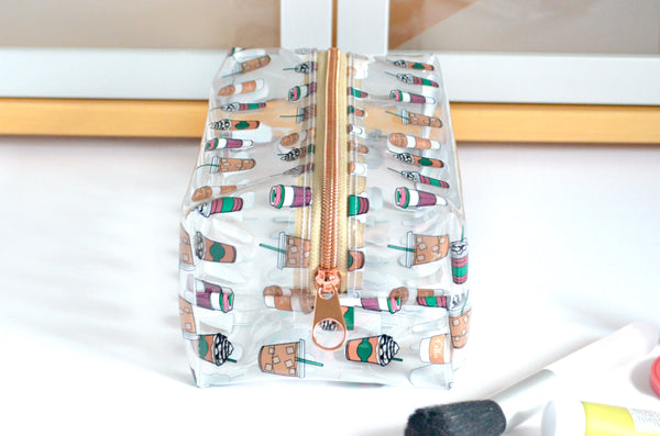 *Clear Vinyl* Coffee Lover Boxy Toiletry Bag