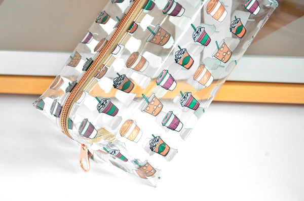 *Clear Vinyl* Coffee Lover Boxy Toiletry Bag