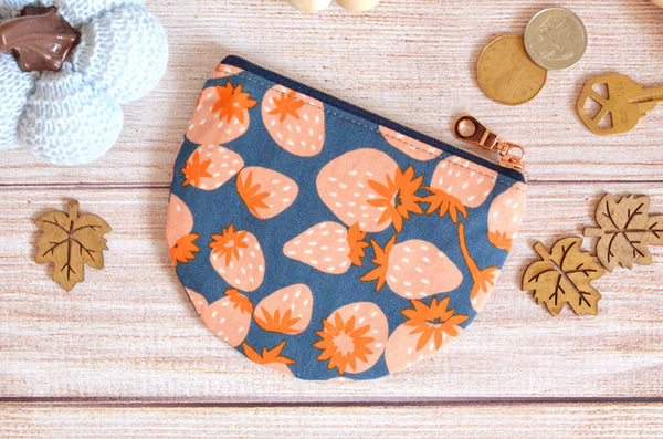 Rose Gold Strawberry Round Coin Purse
