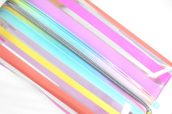 *Clear Vinyl* Candy Stripe Boxy Toiletry Bag