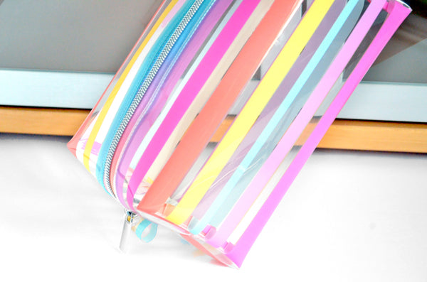 *Clear Vinyl* Candy Stripe Boxy Toiletry Bag