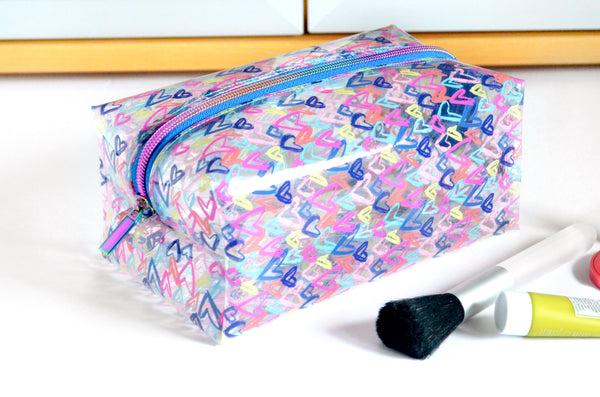 *Clear Vinyl* Sketch Heart Boxy Toiletry Bag