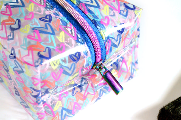 *Clear Vinyl* Sketch Heart Boxy Toiletry Bag