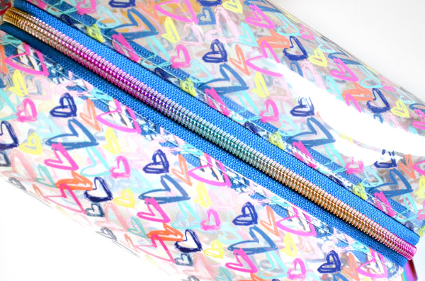 *Clear Vinyl* Sketch Heart Boxy Toiletry Bag