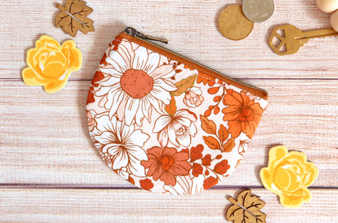 Fall Rustic Floral Round Coin Purse