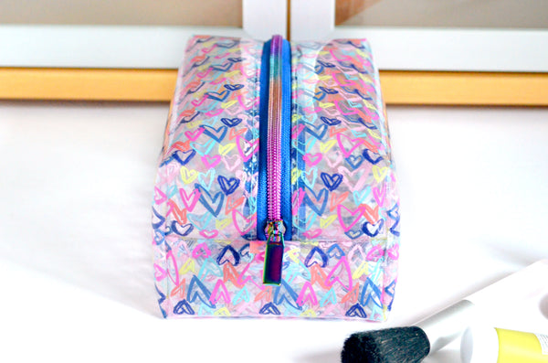 *Clear Vinyl* Sketch Heart Boxy Toiletry Bag