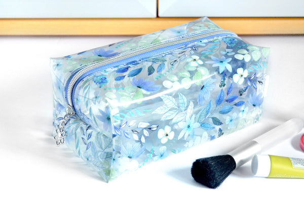 *Clear Vinyl* Blueberry Fields Boxy Toiletry Bag