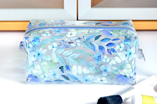 *Clear Vinyl* Blueberry Fields Boxy Toiletry Bag