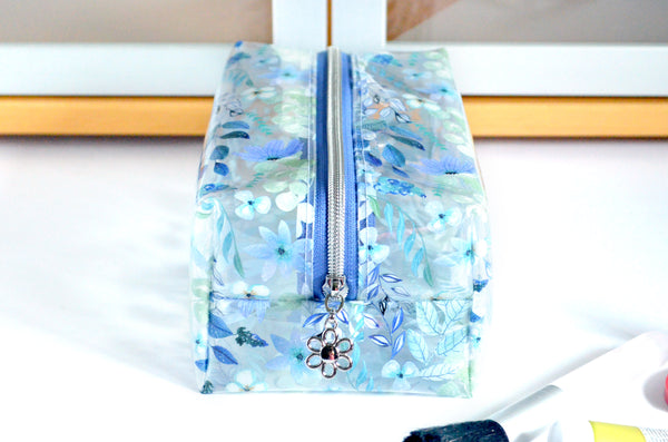 *Clear Vinyl* Blueberry Fields Boxy Toiletry Bag