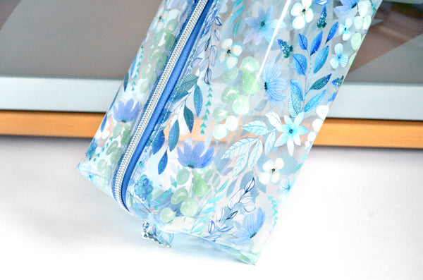 *Clear Vinyl* Blueberry Fields Boxy Toiletry Bag