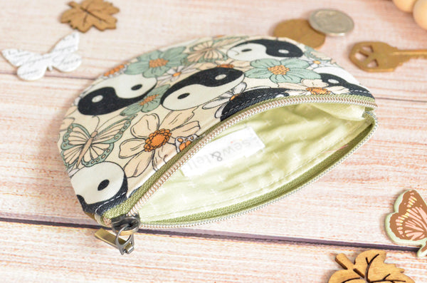 Sage Yin Yang Butterfly Round Coin Purse