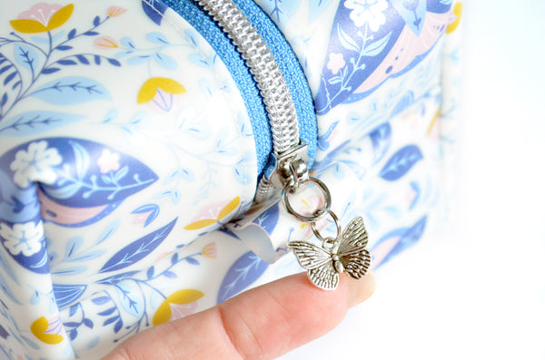 *Jelly Vinyl* Floral Moth Boxy Toiletry Bag