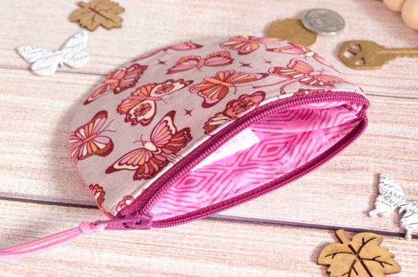 Purple Butterfly Round Coin Purse