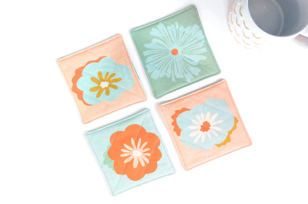 Retro Flower Tile Coaster Set