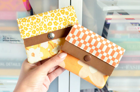 Orange & Yellow Floral Mini Leather Snap Wallet