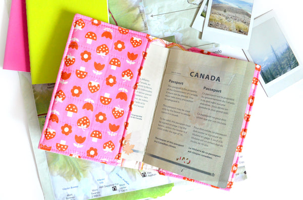 Pink Mushroom Strawberry Passport Cover