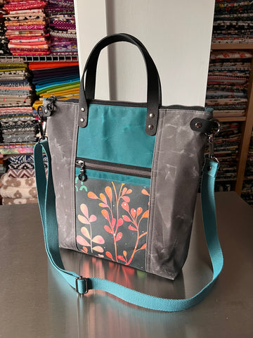 Grey Watercolour Collage Crossbody Tote Bag