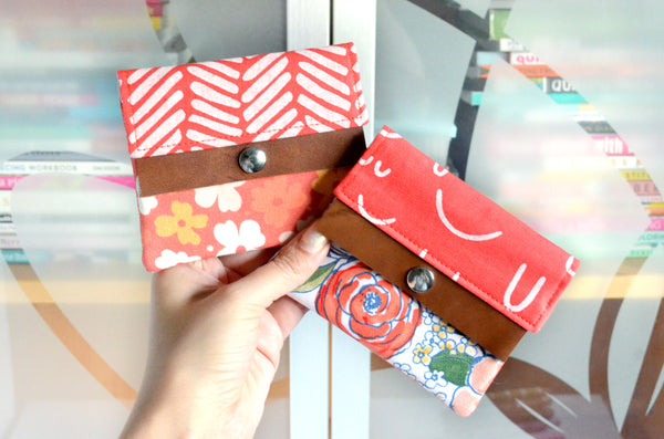 Red Floral Mini Leather Snap Wallet