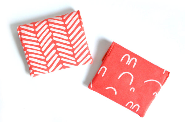 Red Floral Mini Leather Snap Wallet