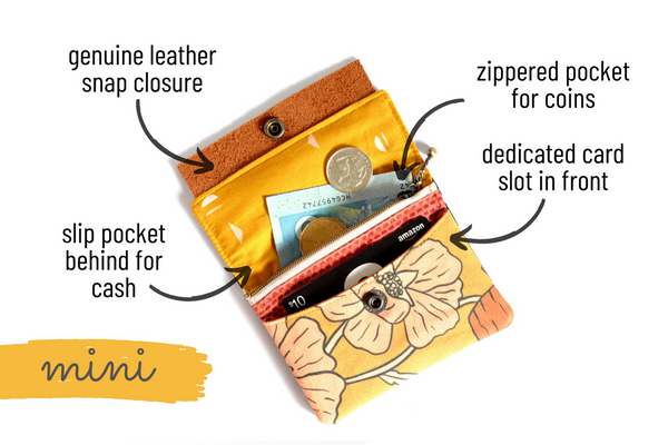 Navy Rifle Paper Co Les Fleur Mini Leather Snap Wallet
