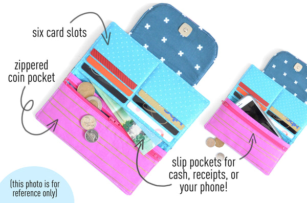 Pink Gingham Peaches Wallet