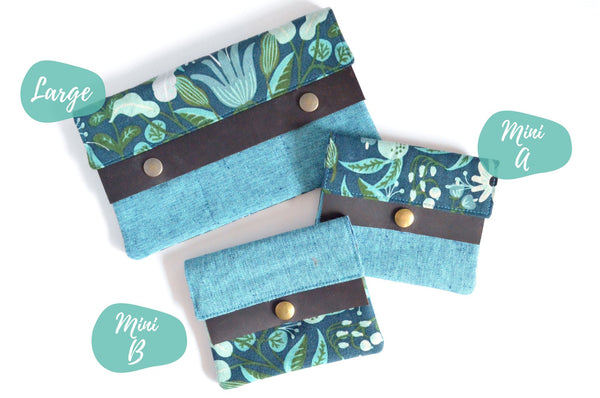 Teal Rifle Paper Co Floral Leather Snap Wallet