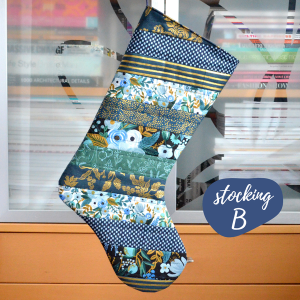 Navy Floral Rifle Paper Co Holiday Stocking
