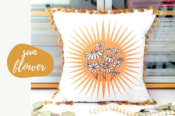 Pillow Cover - Sun & Moon Flowers