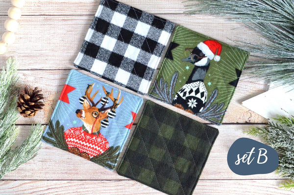 Flannel Holiday Homies Drink Coaster Set