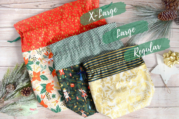 Rifle Paper Co Holiday Fabric Gift Bags *X-Large, Large, & Regular Sizes*