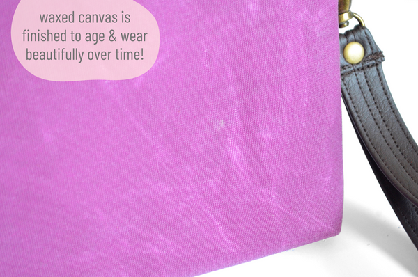 Waxed Canvas Purple Ikat Double-Zip Wristlet