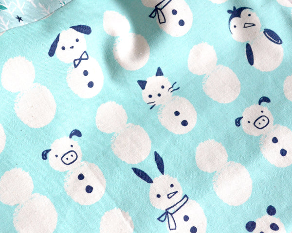 Blue Snowman Fabric Gift Bag