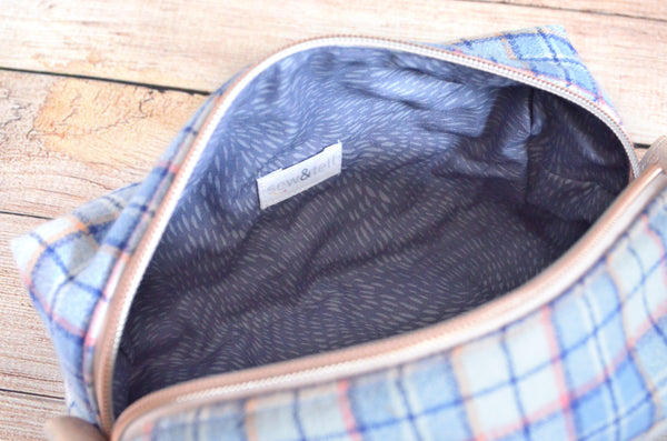 Rose Gold & Lilac Plaid Flannel Boxy Toiletry Bag