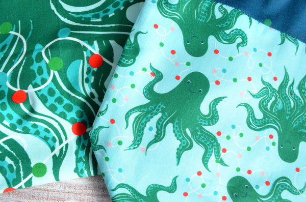 Holiday Octopus Fabric Gift Bags *Large & Regular Sizes*