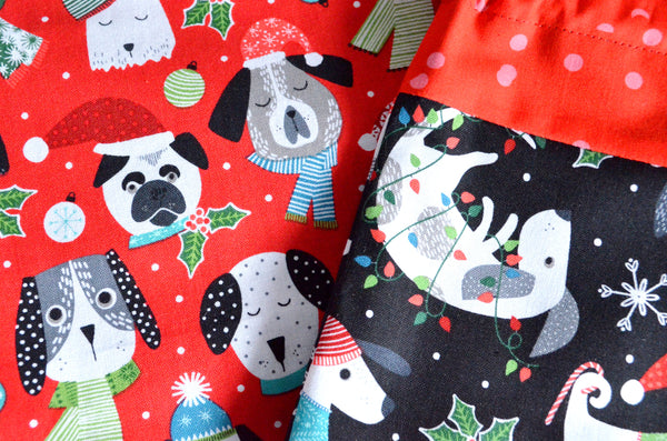 Holiday Dog Fabric Gift Bags - *Large & Regular Sizes*