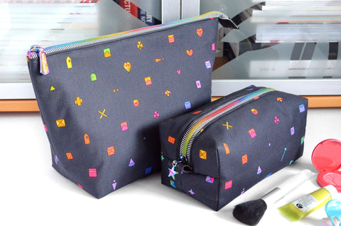 Black Rainbow Icons - Jumbo & Boxy Toiletry Bags