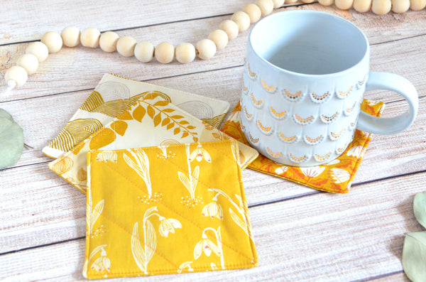 Unruly Nature Drink Coaster Set in Yellow