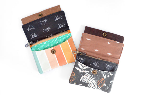 Boho Stripe Mini Leather Snap Wallet