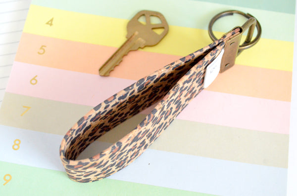 Mini Leopard Cork Leather Keychain